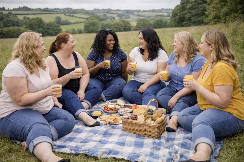 Women with lipoedema having a picnic