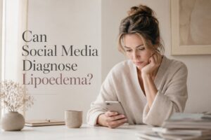 a woman scrolling on social media about lipoedema